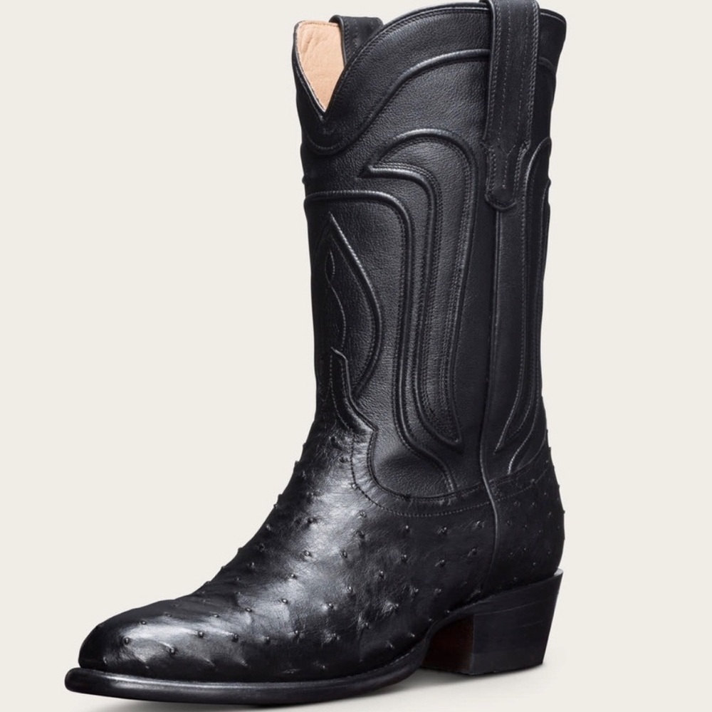 Ostrich exotic cowboy boot ladies new in box black size 8 TECOVAS